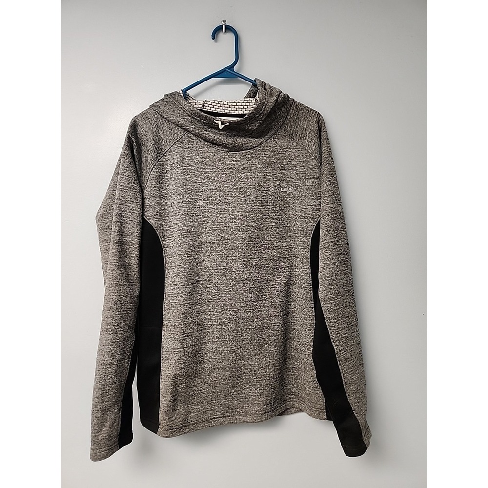 Columbia Womens XL Gray Black Pullover Hoodie With Pockets Drawstring